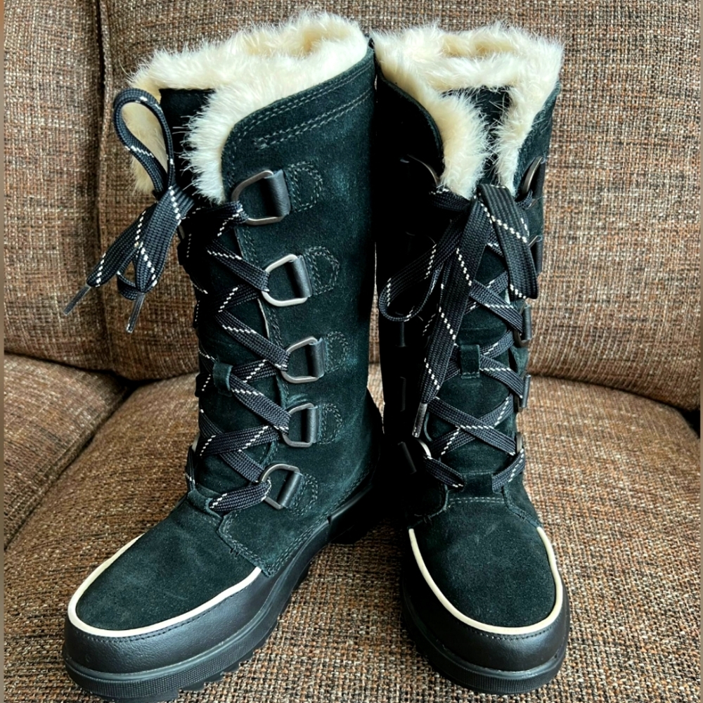 Sorel Women's Black Tivoli IV Real Waterproof Winter Snow Boots, Size 7